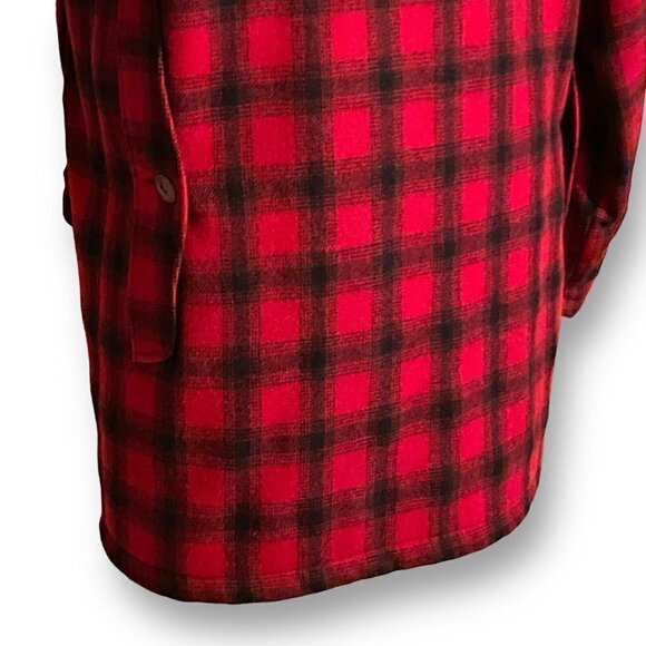 Woolrich Vintage 1960s Mens Mackinaw Hunting Jacket Sz 40 L Long Red Plaid Wool - Picture 7 of 9